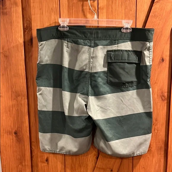 Brixton Green Board Shorts with Bold Stripes - Picture 2 of 4